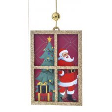  Χριστουγεννιάτικo Ξύλινο Παράθυρο με Άγιο Βασίλη (11cm)